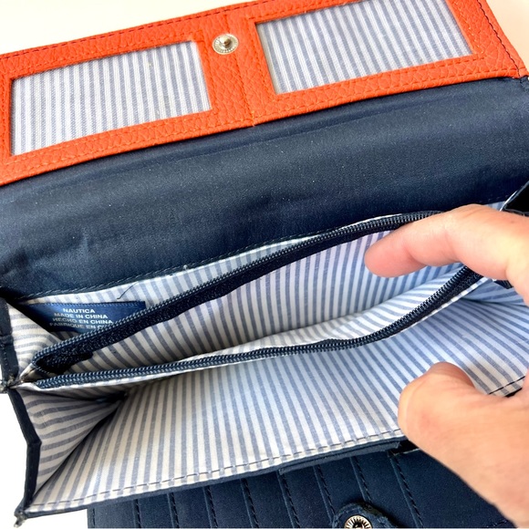 NAUTICA ID Safe Snap Closure Coral/Orange Wallet - Picture 13 of 17